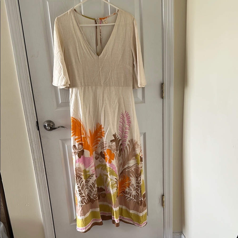 Elegant Cream Floral Dress